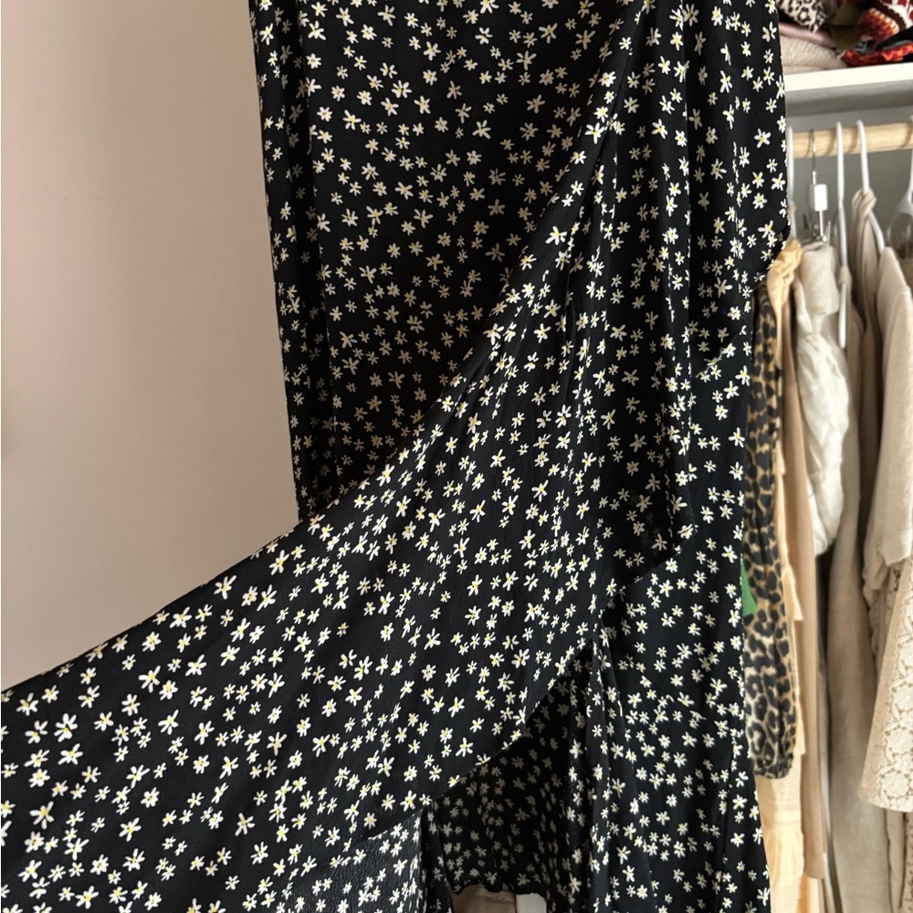 Zara Black Dress with White and Yellow Floral Design